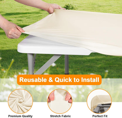 Stretchy Spandex Table Cover by [Brand Name] | 34" x 34" Ivory Fitted Tablecloth - Washable & Wrinkle-Resistant for Indoor/Outdoor Events