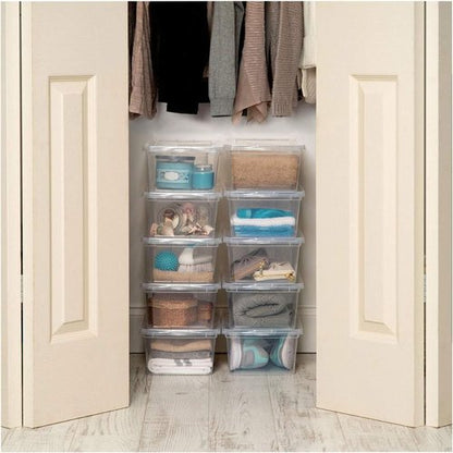 IRIS USA 7 Qt. Storage Bins - Durable, Stackable Organizers | 12 Pack for Home & Office