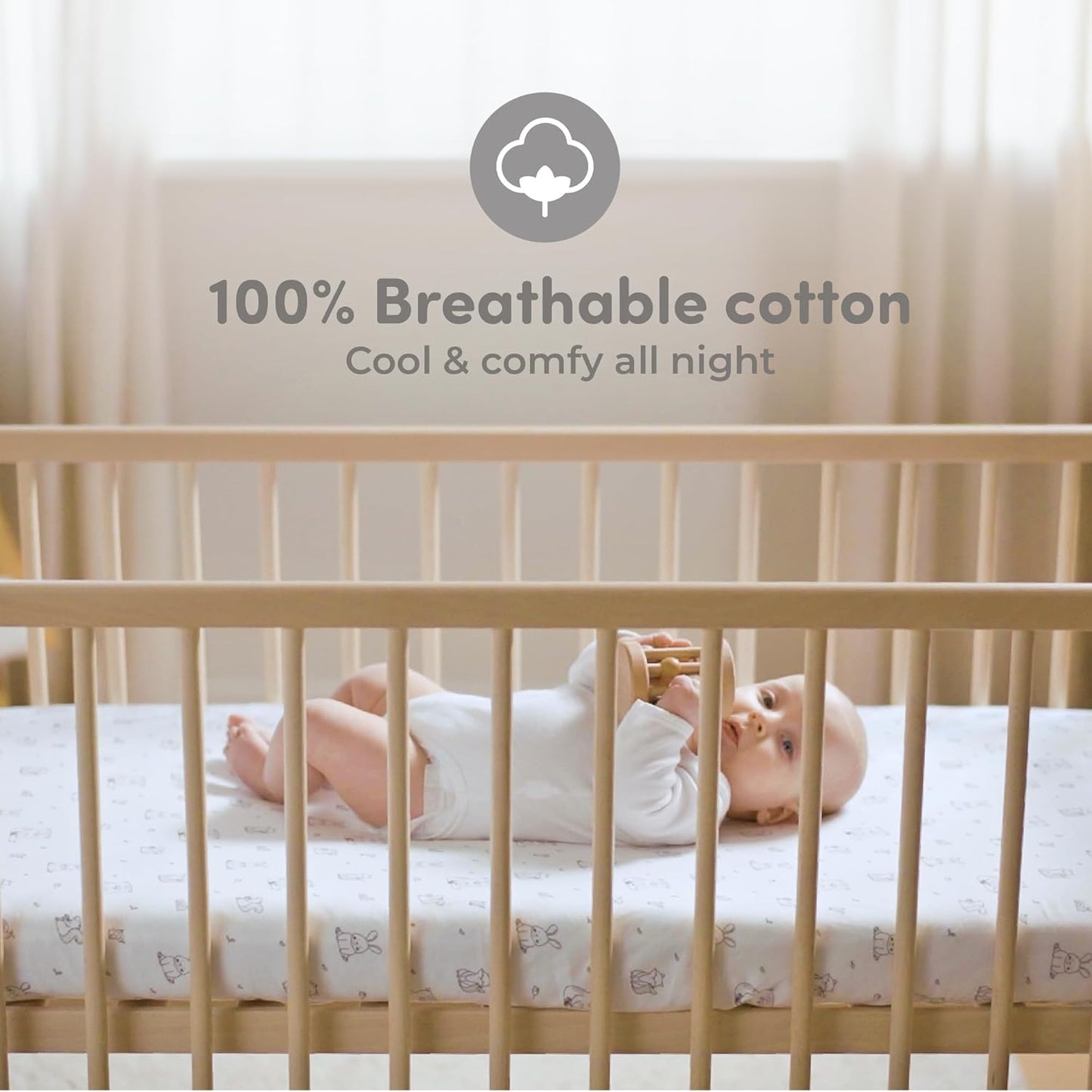 Sweety Fox Cotton Crib Sheets - Soft Jersey Knit Mini Fitted Sheets for Boys & Girls | Woodland Print, 2 Pack