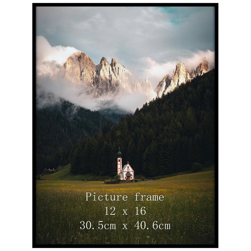 Giftgarden 12x16 Picture Frame Black, Fit 30x40cm Diamond Painting Art, 16x12 Thin Poster Photo Frame for Wall Display, Single