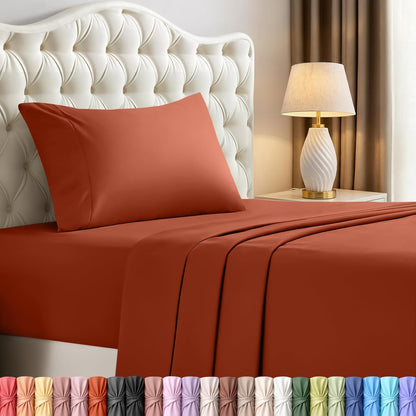Utopia Bedding Twin Sheet Set - Soft, Breathable Microfiber 3-Piece Bed Sheets | Oeko Tex Certified, Orange