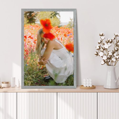 Frametory, 20x30 Poster Frame Grey Distressed Grain Style Frames for 30 by 20 Picture or Photo- Wide Moulding Design with Acrylic Glass - Wall Display Hanging(2 Pack)