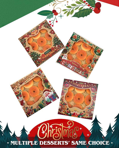 Christmas Kraft Cookie Boxes with Window 30 Pcs 9x9x2.5in - Gift Set, Easy Assemble
