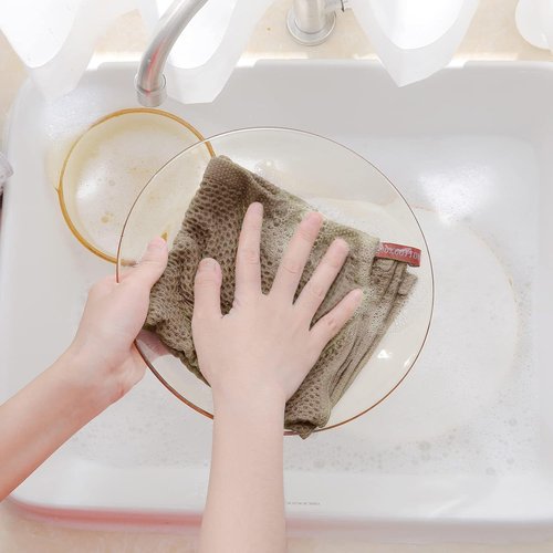 Homaxy Kitchen Dish Cloths - 100% Cotton Waffle Weave, Ultra Soft & Absorbent, 12x12 Inches, 8-Pack, Tan