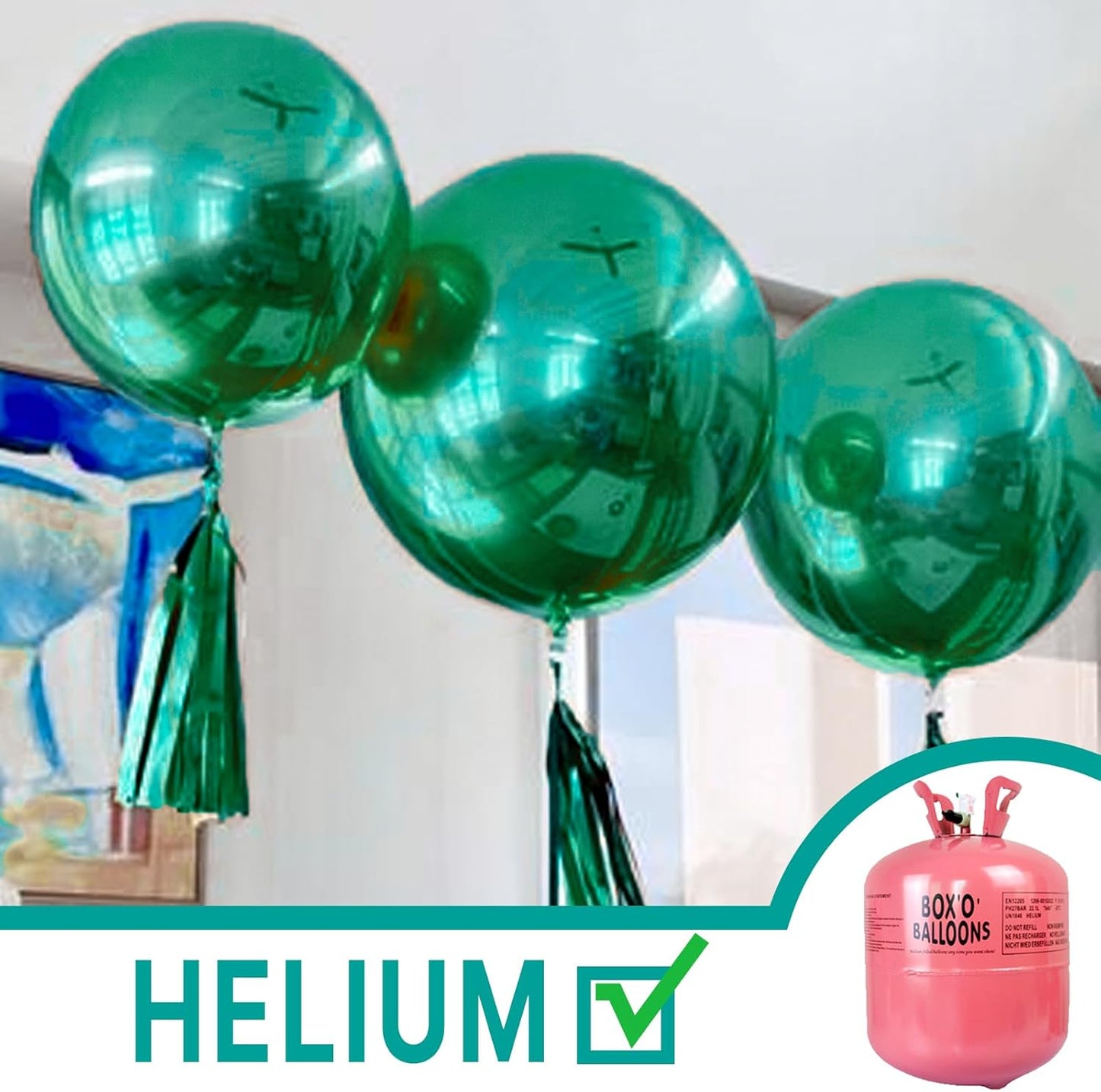 PartyWoo Metallic Green Balloons - 36 Inch Extra Large Chrome Latex Helium Balloons for Parties