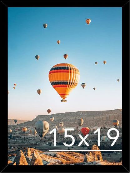 JCJMY 15x19 Picture Frame - Black Wall Hanging for Horizontal & Vertical Photos | Gallery Display