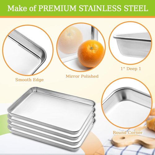 CEKEE Baking Sheet Set - Stainless Steel Cookie & Baking Pan Trays | Non-Toxic, Rust-Free, 16x12 Inch