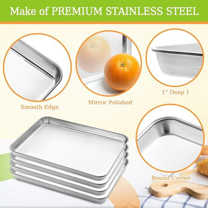 CEKEE Baking Sheet Set - Stainless Steel Cookie & Baking Pan Trays | Non-Toxic, Rust-Free, 16x12 Inch