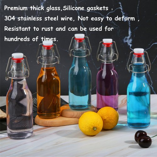 12 Pack 8.5 oz swing top glass bottles,flip top glass bottle with airtight lid for home brewing,kombucha,kefir,vanilla extract,beer,oil,vinegar,homemade juices,soda,beverages,2nd fermentation