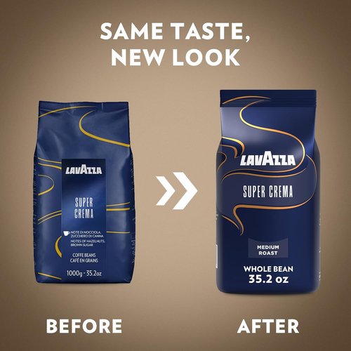 Lavazza Super Crema Whole Bean Coffee - Medium Espresso Roast, 4.4 lbs, 2-Pack for Rich Flavor