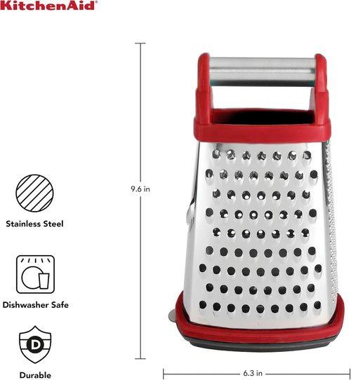 KitchenAid 4-Sided Stainless Steel Box Grater - Detachable Storage Container Included