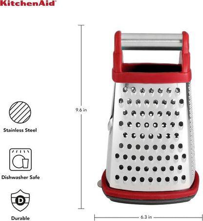 KitchenAid 4-Sided Stainless Steel Box Grater - Detachable Storage Container Included