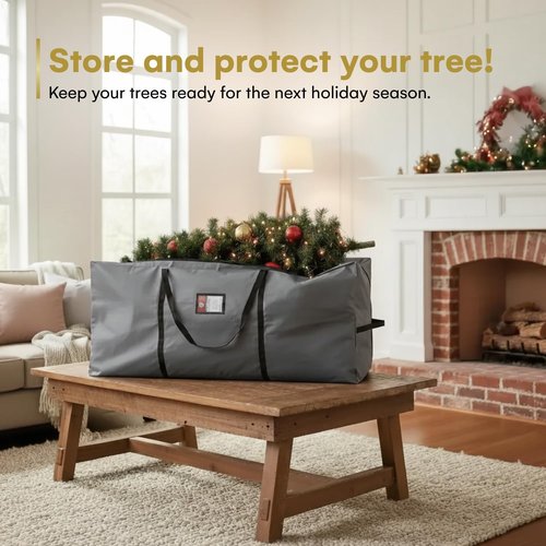 Holiday Spirit Christmas Tree Storage Bag - Heavy-Duty Waterproof Design with Reinforced Handles - Fits 7.5ft Tree, Protects from Dust & Moisture - Charcoal