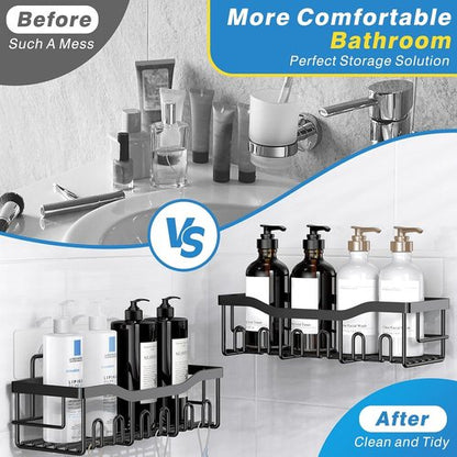 EUDELE Adhesive Shower Caddy - 5 Pack Rustproof Stainless Steel Bath Organizers | No Drilling, Large Capacity