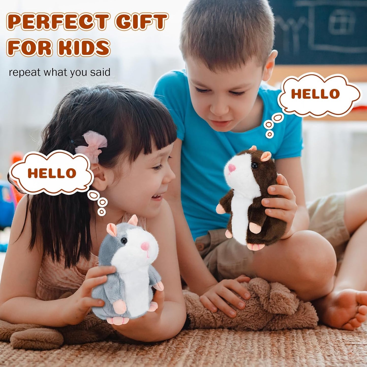 Skiennix Talking Hamster Plush Toy - Interactive Repeats What You Say | 3 Pcs Set for Kids' Gifts