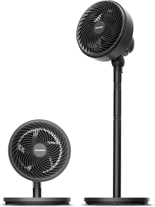 PELONIS 7-Inch Oscillating Pedestal Fan - 3 Speed Adjustable Height | Quiet 5-Blade Design for Home & Office