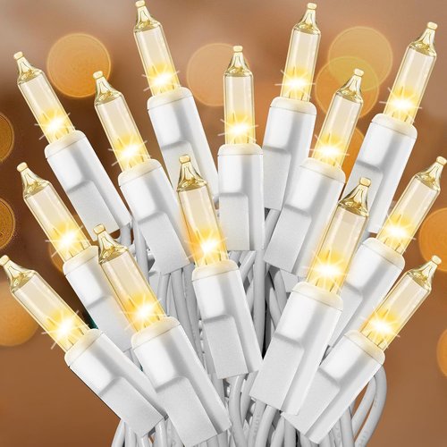 Clear Christmas Lights - 66FT Warm White Mini Lights with 200 Incandescent Bulbs | Indoor & Outdoor Holiday Decor