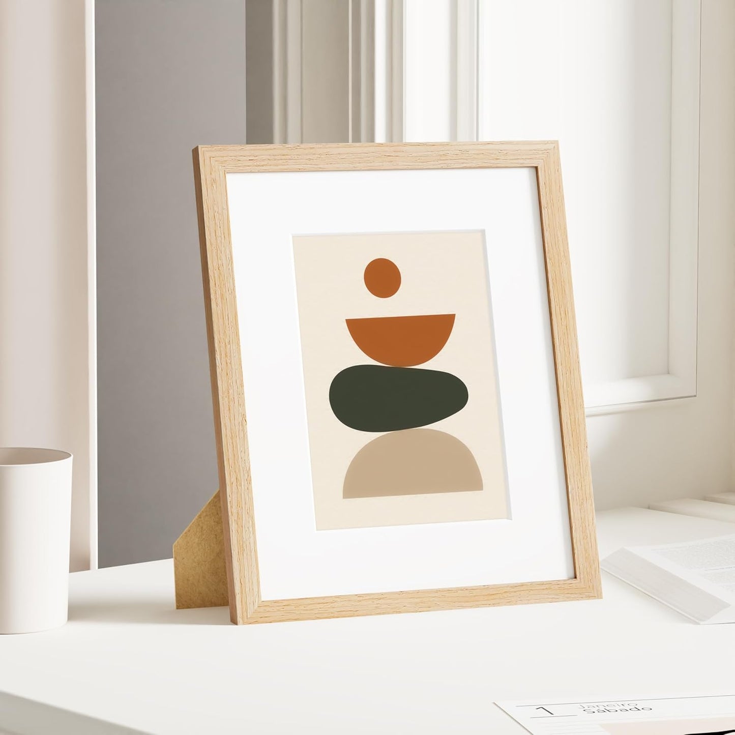 Vittanly 8x10 Picture Frame - Solid Wood with Plexiglass & 5x7 Mat | Versatile Wall Hanging or Tabletop Decor