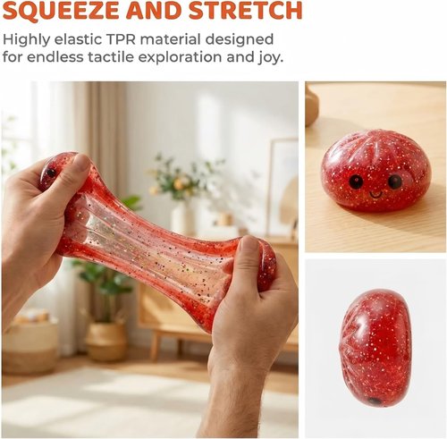 Glitter Dumpling Squishy | 2026 Squeeze Stress Relief Toys - Mystery Box of 4 Colorful Fidget Toys