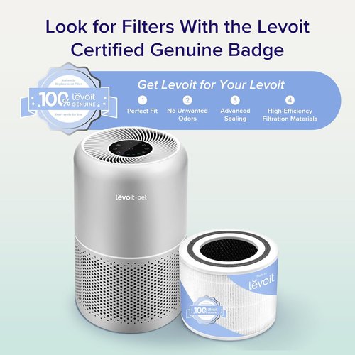 LEVOIT Air Purifier - HEPA Filter for Pets & Large Rooms | Efficient Odor & Allergen Removal, Grey