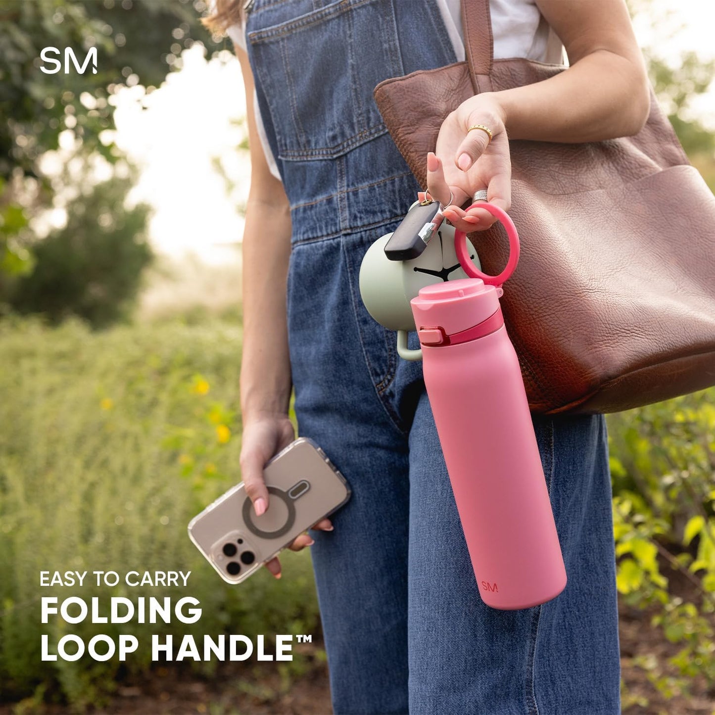 Simple Modern Mesa Loop Water Bottle - Insulated 24oz Stainless Steel with Covered Straw & Handle | Avocado