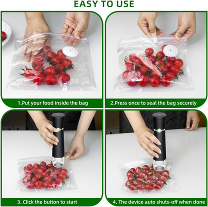 Skiennix Vacuum Sealer - Handheld Compact Food Saver with 30 Reusable Bags for 10X Freshness
