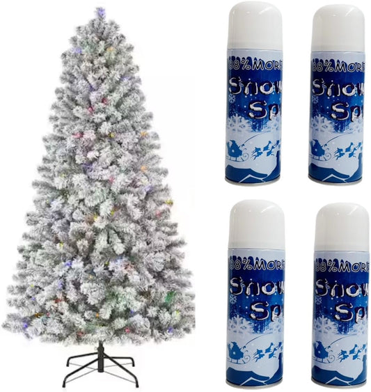 Skiennix Winter Textured Snow Spray - 8oz Aerosol Bottles | 4-Pack for Holiday Crafts & Decor