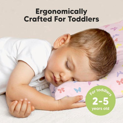KeaBabies Toddler Pillow - Jumbo 14x20 Soft Organic Cotton | Machine Washable Travel Pillow (Flutter)