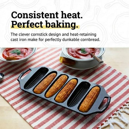 Lodge Cast Iron Cornstick Pan - Perfectly Shaped Cornbread Sticks | Durable & Versatile Cookware