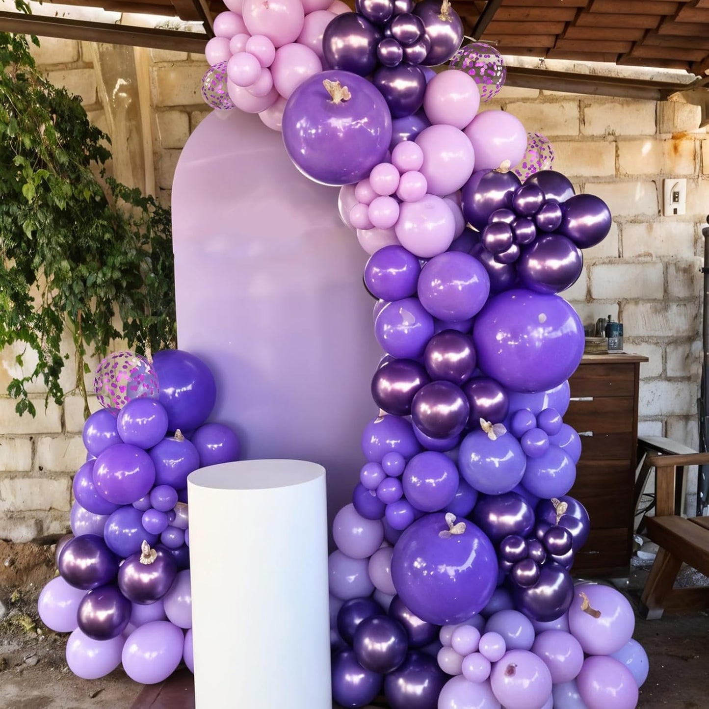 Skiennix Pink & Purple Balloons - Metallic Confetti Latex for Birthday Party & Baby Shower Decor