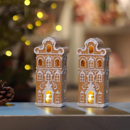 Cynkeyee Gingerbread House | Festive Indoor Christmas Decorations | 2.5x2x5.5 Inch Resin Village Decor