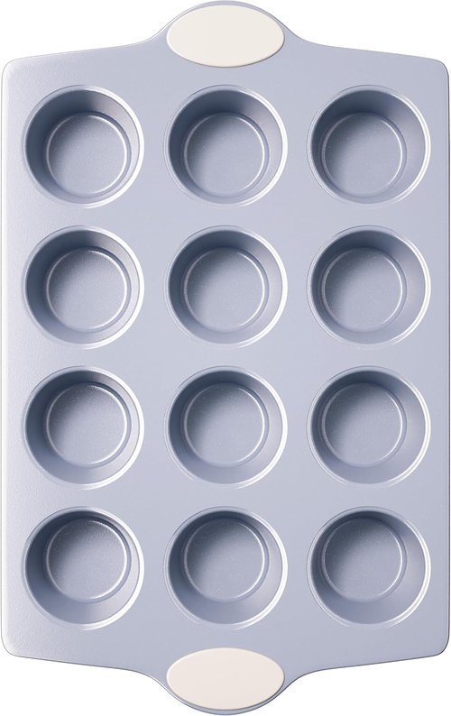 BRONYPRO 12-Cup Non-Toxic Ceramic Muffin Pan - Heavy-Duty, PFOA-Free & Oven Safe, Cream White