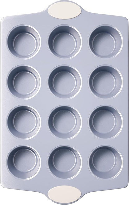BRONYPRO 12-Cup Non-Toxic Ceramic Muffin Pan - Heavy-Duty, PFOA-Free & Oven Safe, Cream White