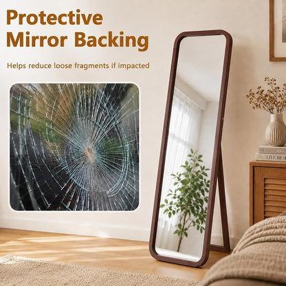 Anwick Walnut 63-Inch Full Length Floor Mirror - Standing Wood Framed