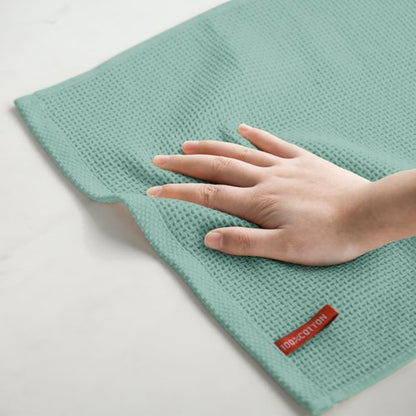 Artoid Mode 100% Cotton Kitchen Dish Cloths - Ultra Soft & Absorbent | Light Green, 12x12 Inch, Set of 6