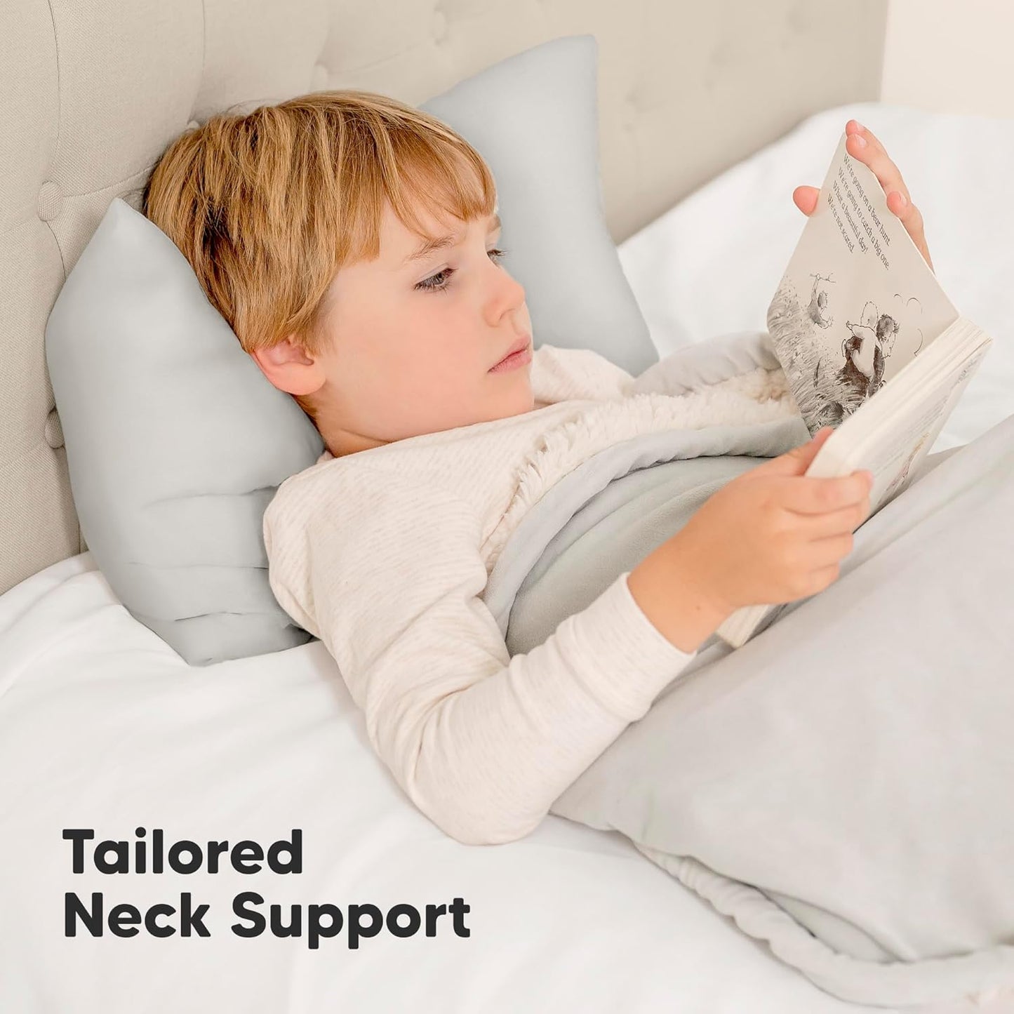 My Little Dreamy Toddler Pillow - Organic Cotton Travel Bed Pillow with Soft Pillowcase | 13x18, Machine Washable, French Gray, Ideal for Ages 2-5