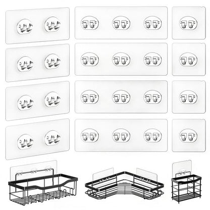 HAOBAOBEI 14 Pack Shower Caddy Adhesive Replacement, Strong Adhesive Hooks for Shower Caddy, Shower Shelf Adhesive No Drilling, for Bathroom Storage Shelves and Kitchen Racks & Soap Holder