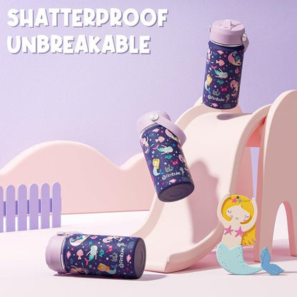 Fimibuke Kids Insulated Water Bottle - 14oz BPA-Free Stainless Steel Tumbler | Leak-Proof Mermaid Design