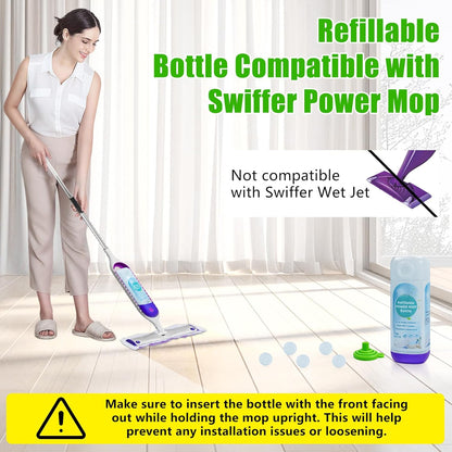 PowerMop Refillable Bottle - 26 FL OZ Leak-Proof HDPE Container with 5 Silicone Gaskets & Funnel