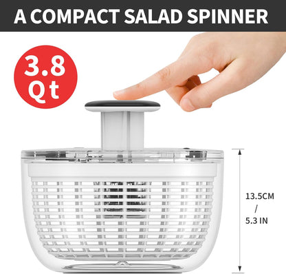 Smile Mom Salad Spinner - High-Efficiency Lettuce Washer with One-Handed Handle | 3.8 Qt White