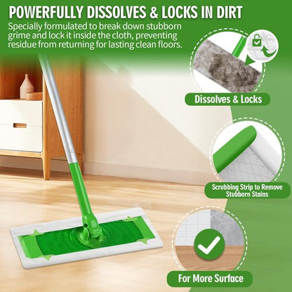 FURCIELOS 36 Count Heavy Duty Wet Pad Refills, Compatible with Swiffer Sweeper Mop & Clorox Mop, Disposable Unscented Wet Mopping Cloths for Multi-Surface Floor Cleaning