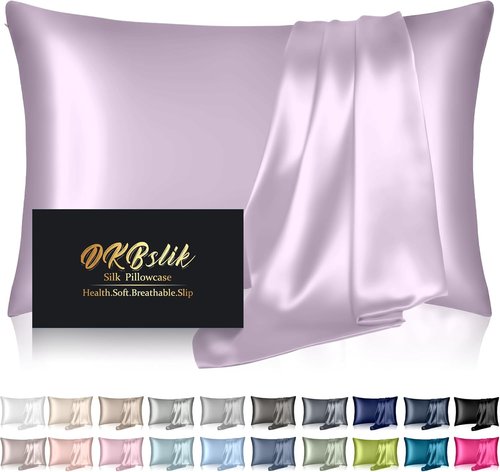 **Mulberry Silk Pillowcase - Anti-Acne Cooling Sleep Pillow Cover | Standard Size, Lavender, Hidden Zipper**