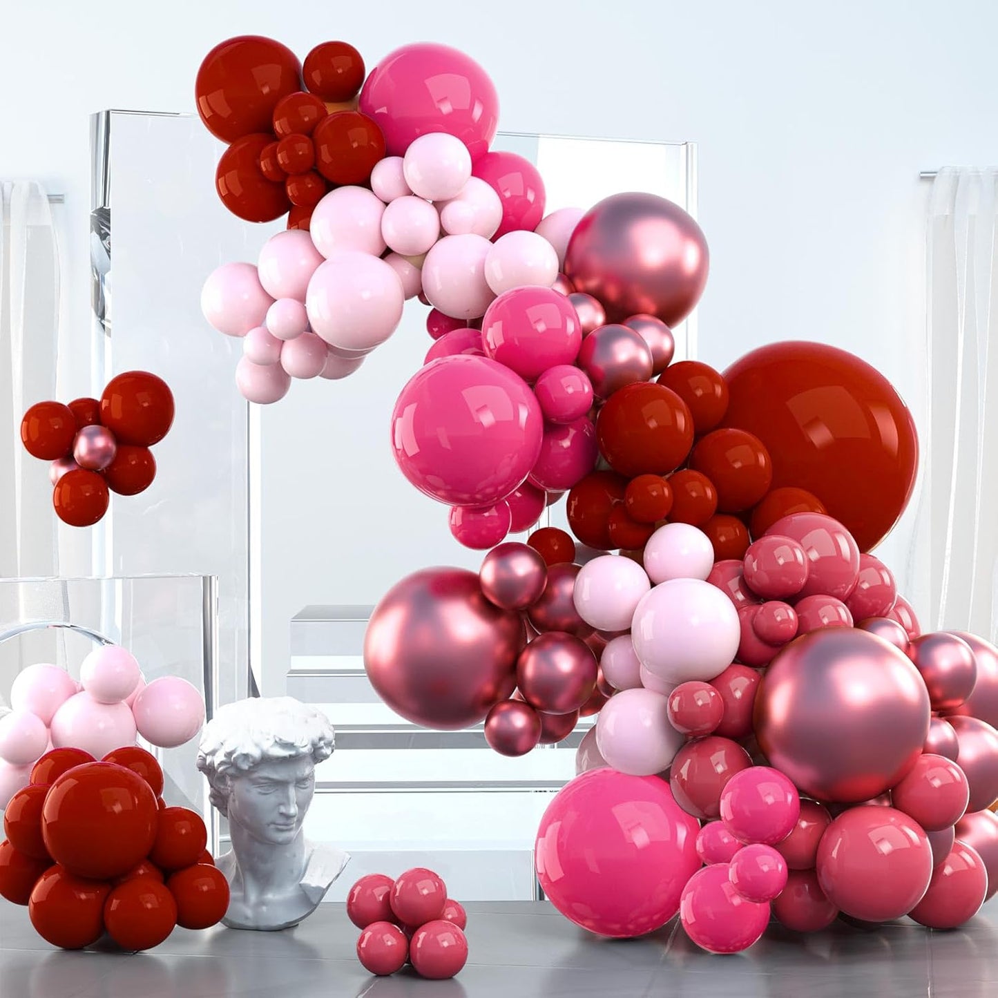 PartyWoo Pink Balloon Garland - 100 Pcs in Various Sizes | Perfect for Party & Birthday Decorations
