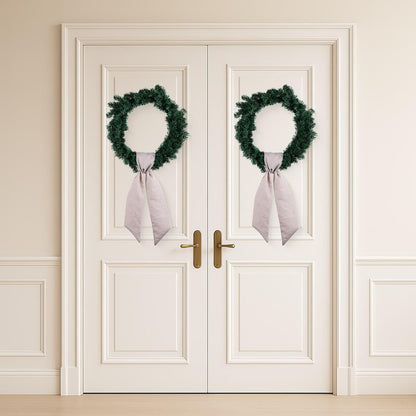 Regine Switzerland Beige White Gingham Wreath Sash - 5.12" Wide x 54.33" for Fall & Thanksgiving Decor