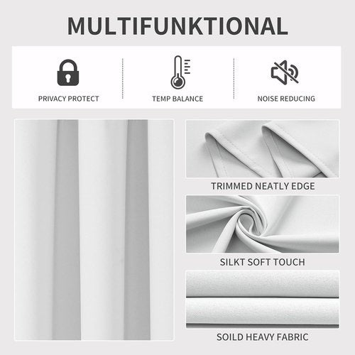 Joydeco 60% Blackout Curtains - Thermal Insulated Grommet Drapes for Bedroom | 84 Inch Length, Greyish White