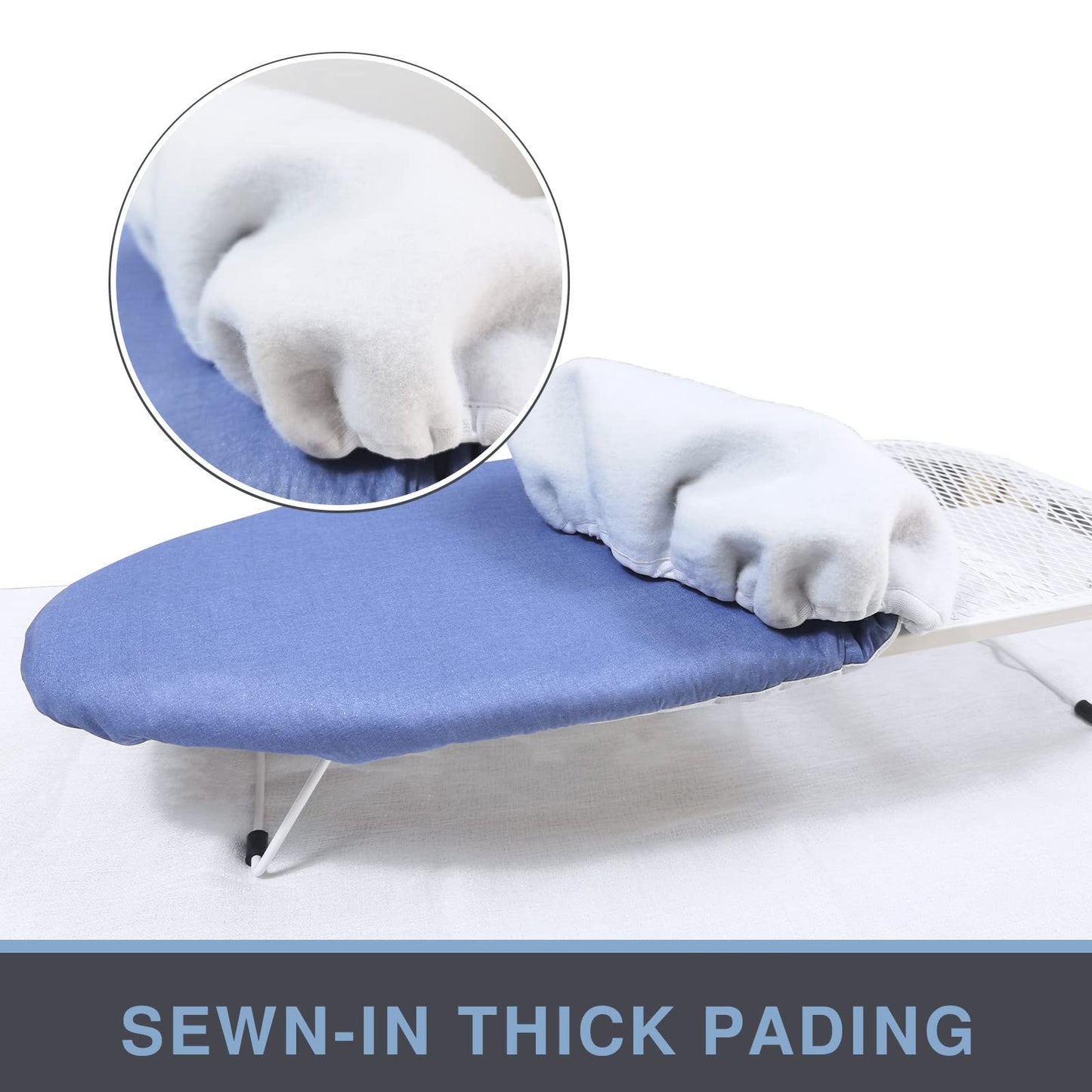 VividPaw Tabletop Ironing Board Cover and Pad 12.5 x 32, Elastic Edge, Silicone Coated, Resist Scorching, Heavy Duty Padded Cover for Mini Small Iron Board (Blue, 12.5" x 32")