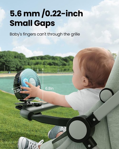 Gaiatop Portable Clip-On Fan - Battery Operated Mini Cooling Fan with 3 Speed Settings | USB Rechargeable, 360° Rotation, Ideal for Home, Office, and Camping - Black & Blue
