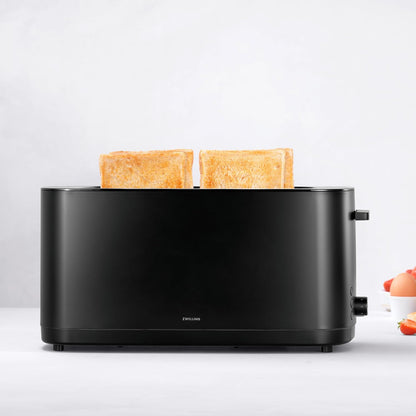 ZWILLING Enfinigy 4-Slice Long Slot Toaster - Extra Wide 1.5" Slots for Bagels & Toast | Sleek Black Finish