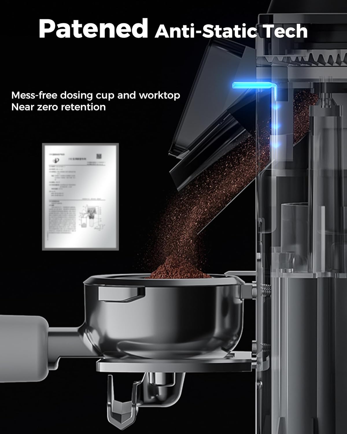 Tuni G1 Conical Burr Coffee Grinder - 48 Grind Settings, Precision Timer & LED Touchscreen - Stainless Steel Silver