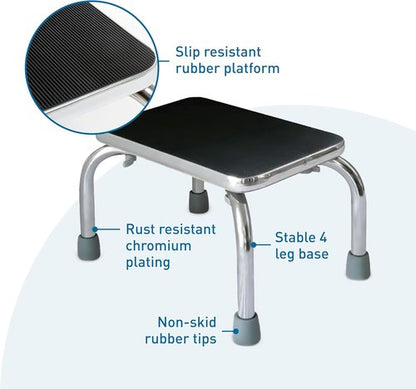 BodyMed Heavy-Duty Foot Step Stool - Non-Slip Rubber Platform for Seniors & Adults | 300lbs Capacity, 18”L x 11.5”W x 9.5”H